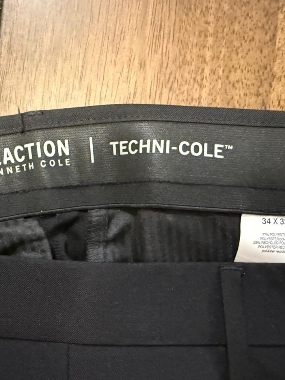 Kenneth Cole Kenneth Cole Men's Black Techni-Cole Slim Fit Dress Pants 34x32 Siz - Picture 6 of 6